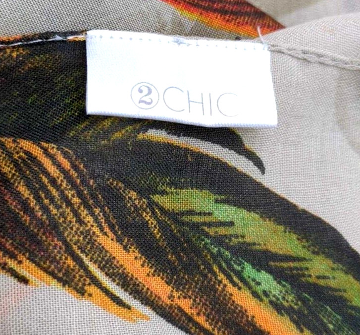 2 Chic Long Fall Colored Feather Pattern Beige Sc… - image 9