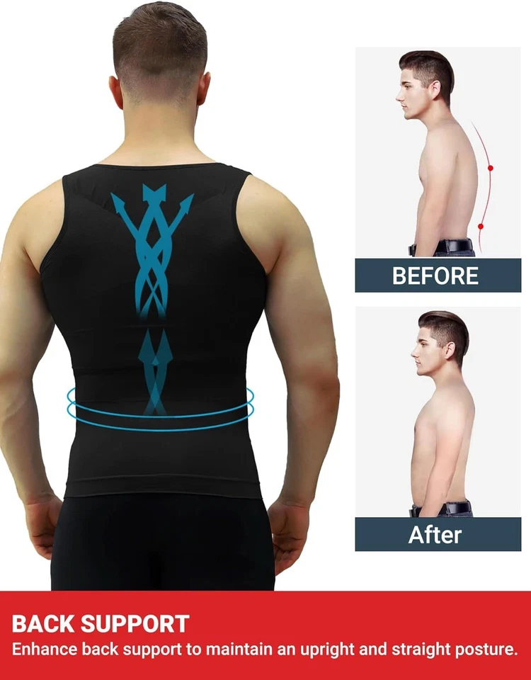 Camiseta de Compresión para Hombre,3 Piezas Fajas Abdominal Reductora Deportivo - Image 4 of 4