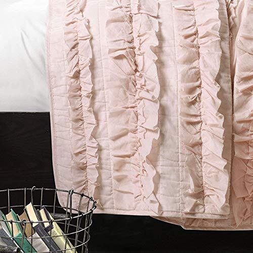 Lush D&eacute;cor Belle 3 Piece Ruffled Quilt - - Full/Queen Pink Blush Quilt Set