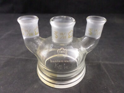 KONTES Glass Multi-Neck (3) Reaction Flask Top 19/22 & 14/20 Joint 50mm Flange B