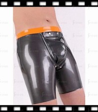 Latex Shorts for Men Boxers Crotch Holes with Codpiece Customized 0.4mm E33