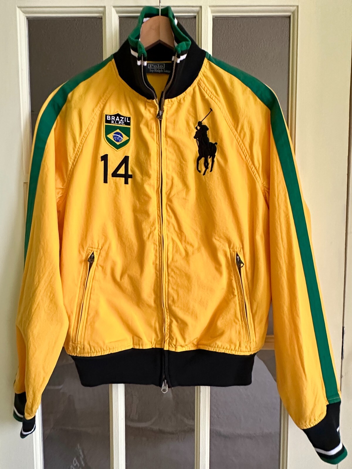 NUOVISSIMA autentica POLO RALPH LAUREN Big Pony BRASILE cotone BOMBER JACKET taglia S