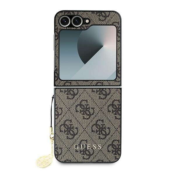 Galaxy Z Flip 6 Guess Brown Faux Leather Case with Gold Chain