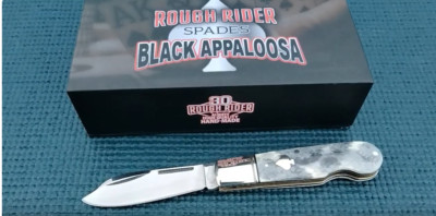 RR2486 Rough Ryder Appaloosa Easy Open Folder Blk 440 Blade Bone Handle