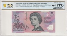 Last Prefix EA98 1998 Macfarlane Evans $5 Banknote PCGS 64 PPQ
