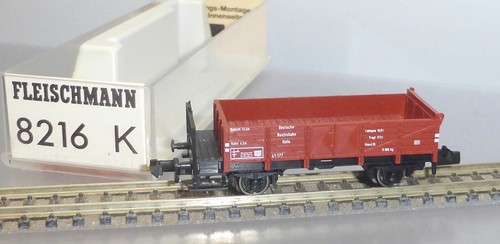 Fleischmann N 8216 K ; Hochbordwagen Om mit Brhs.DRG, in OVP /O861 | Zustand: Gebraucht