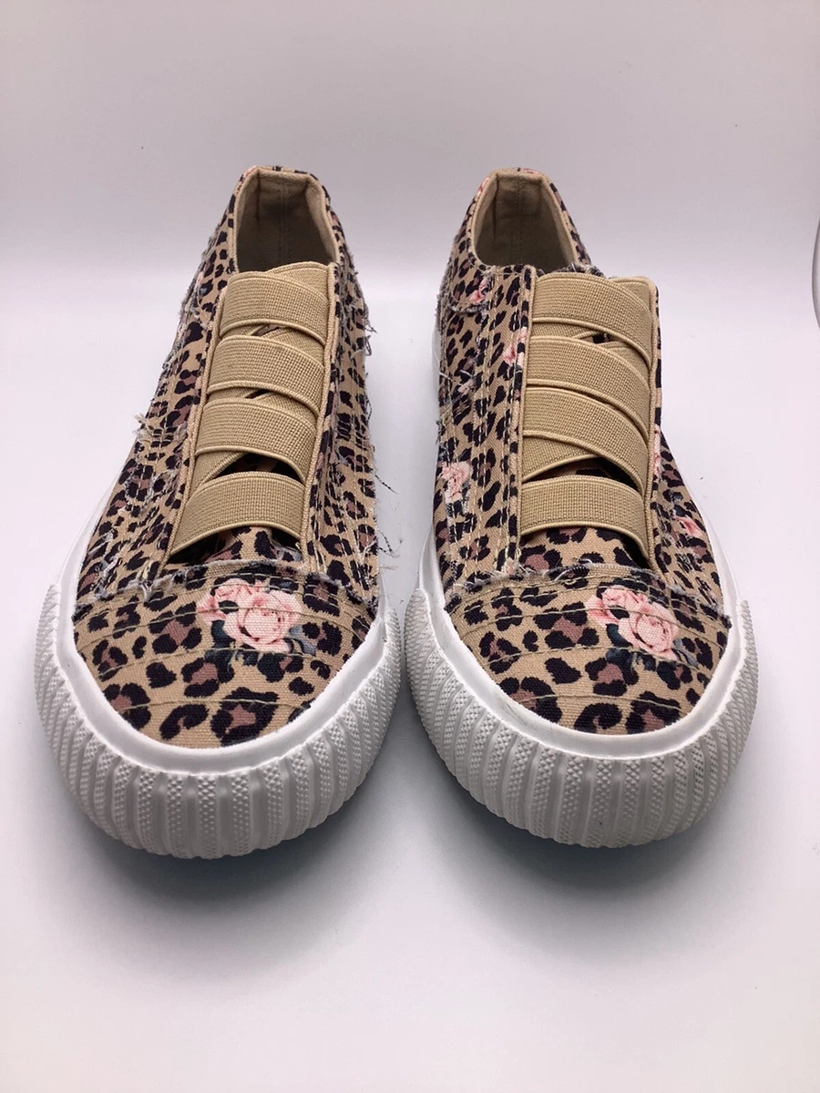 Blowfish Malibu Marley Womens Sneakers Size 6.5 Animal Print Cream Coffee Pink