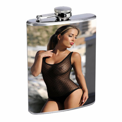 French Women D10 Flask 8oz Stainless Steel Hip Drinking Whiskey