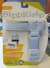 Booginhead Blue Stripe Sippigrip Cup or Bottle Holder Baby or Toddler, Toy, NIP