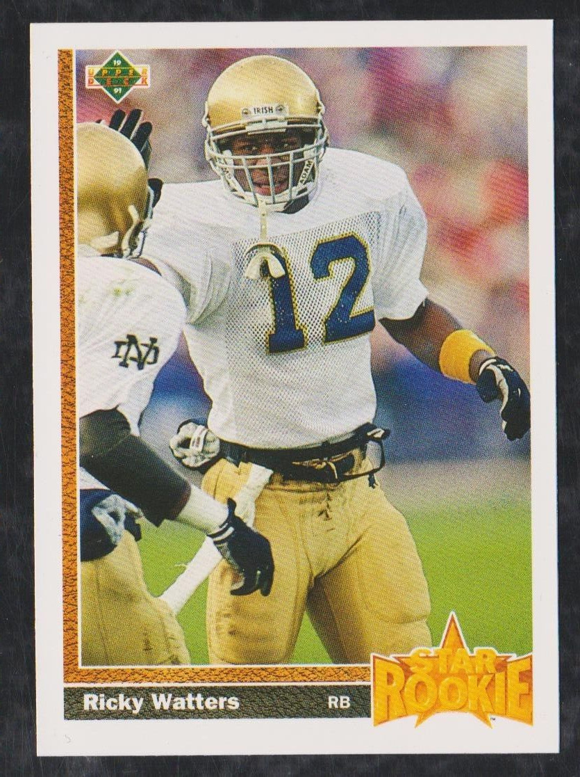 1991 UPPER DECK FOOTBALL #9 RICKY WATTERS ROOKIE NMMT * FREE SHIP *