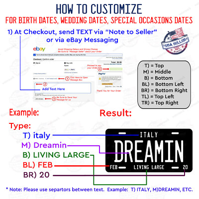 Any State Black and Orange Personalized Novelty Car Auto License