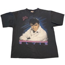 Vintage 1994 Elvis Presley TShirt XL Black Single Stitch Made in USA PK Clothing