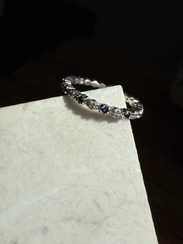 Stackable Ring Lab-Created Sapphires 1/20 ct tw Diamonds