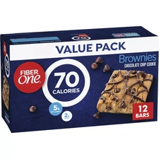 Fiber One 70 Calorie Brownies Chocolate Chip Cookie 2g Sugar Value Pack 12 Co...