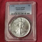 1990 American Silver Eagle 1 Oz PCGS MS68 Bright White Better Date Coin A