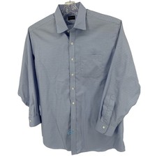 Proper ClothShirt 17.5-35 Mens Blue Checkered Button Down Long Sleeve Dress
