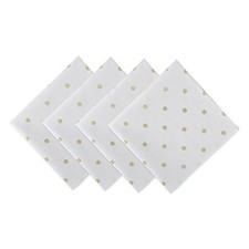 Polka Dot Kitchen Collection, 18" x 18" Set of 4 Metallic White/Gold
