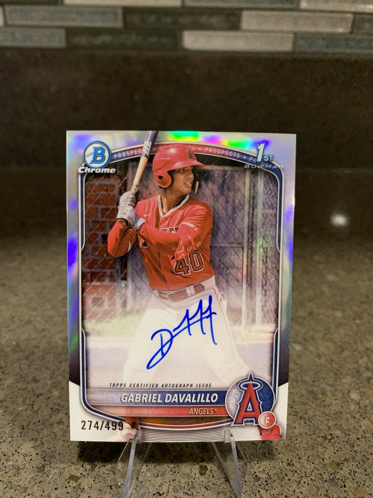 Gabriel Davalillo 2025 Bowman Chrome 1st Bowman Refractor Auto /499 SP Angels