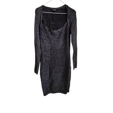 Express Long Sleeve Black Metallic Sweater Dress Size Large