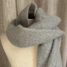 Vtg Mohair Wool Scarf Scotland Edinburgh Woollen Mill Seafoam Green Fringed 60  