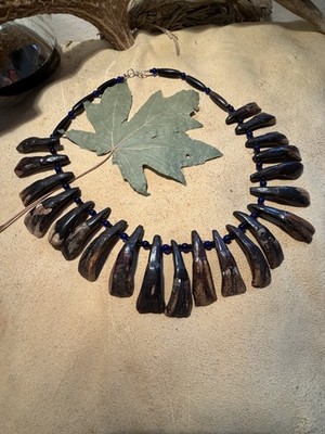 buffalo tooth necklace Native American made Mountain Man rendezvous bison teeth