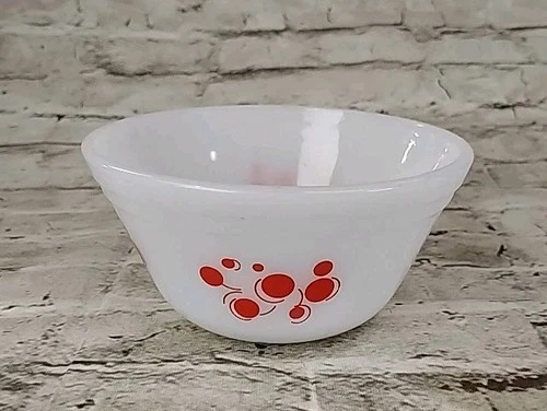 Vtg Federal Glass Red Polka Cherry Dot Bowl 1960’s