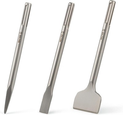 3pc 12'' SDS Max Chisel Set with Flat Point Scaling Chisels for Concrete