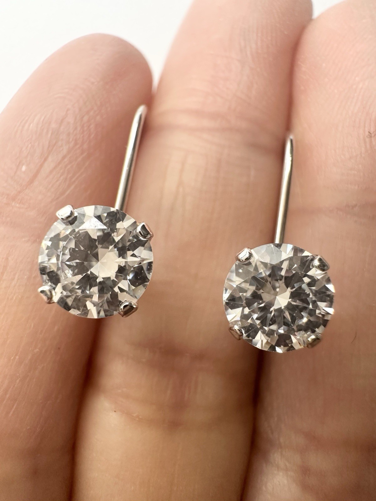 Solid 925 Sterling Silver Leverback Earrings 18K … - image 2