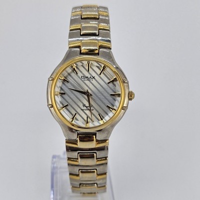 Omax Women's Watch 32MM Gray Dial Two Tone Bracelet 7.75'' Wrist New Battery
