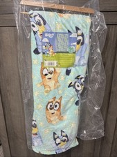 New Bluey & Bingo Flower Bounce Plush 50" x 70" Teal Blue Throw Blanket