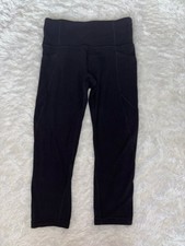 Athleta women's sz. S classic black crop legging activewear pants. Pockets.
