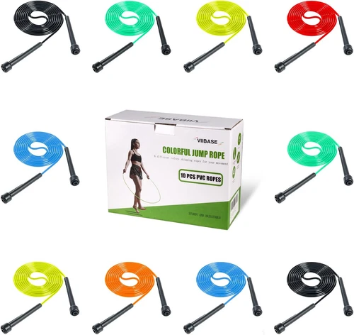 Pack de 10 Cuerdas de Saltar PVC para Cardio Fitness - Versรกtil Juego de 10, Colores Mezclados -
