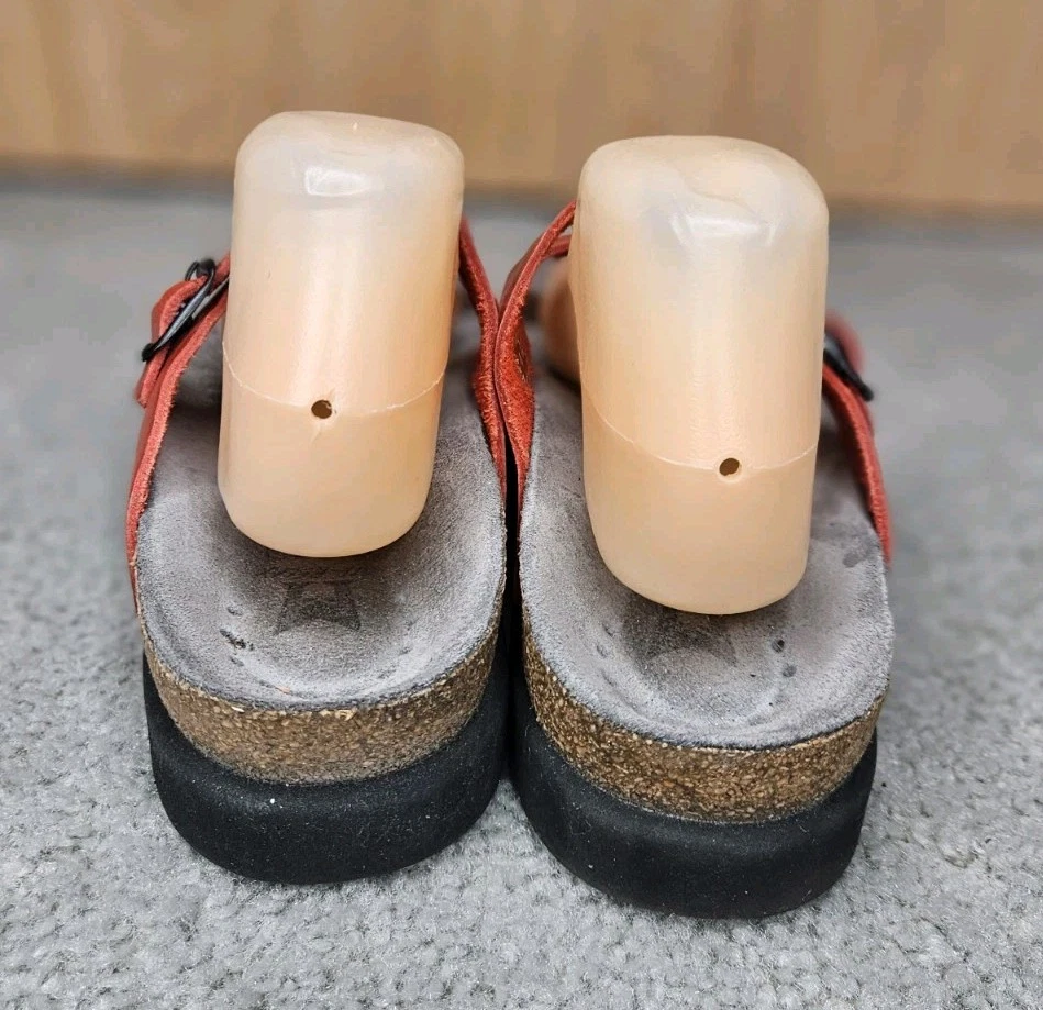 Sandalias Mephisto Helen de cuero con puntera toboganes de playa rojas para mujer talla 41 EE. UU. 11 Foto 3 de 4