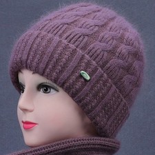 Image of Winter Knit Beanie Hat for Women Featuring Soft Fleece Lining and Ear Flaps