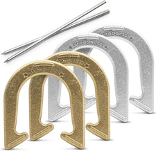 Steel Horseshoes Outdoor Game Set - Gold  Silver or Red  Blue - Official Size