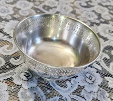 ANTIQUE F.B. ROGERS CO. 1912 SILVER ON COPPER FILIGREE BANDED CANDY 🍬 BOWL 