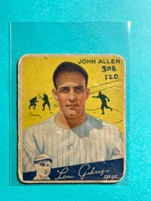 RARE ICONIC VINTAGE RC 1934 Goudey Big League Gum R320 John Allen #42