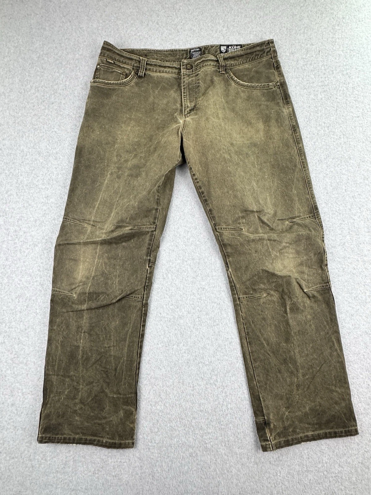 Kuhl Ryder Vintage Patina Dye Pants Men's Size 40x32 Olive Canvas Hiking Camping