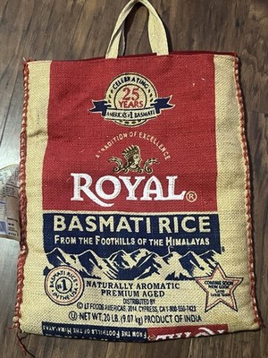 Purse Royal Basmati Rice Tote With Handles  Burlap BAG ONLY 20lb size