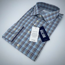 Eton Dress Shirt Mens 17 1/2 - 44 Slim Poplin Colorful Check L/S Button Up