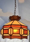 Vintage Tiffany-Style Beveled Stained Glass Hanging Pendant Lamp Ceiling Lamp