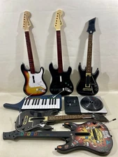 PS3 Rock Band Guitar Hero Lot - 5 Guitars, Keyboard, DJ Hero Parts or Repairs