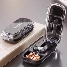 Pill Cutter Storage Box Portable Medicine Organizer Dustproof Tablet Divider