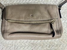 Kate Spade Crossbody Bag Taupe Pebbled Leather Purse 9.5x5.5x1.5