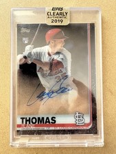 2019 Lane Thomas Topps Clearly Authentic Auto Black /75 Rookie Card #CAA-LT ATL . rookie card picture