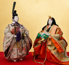 Japanese Hina Dolls Emperor Empress Hinamatsuri Compact Set Handmade Japan