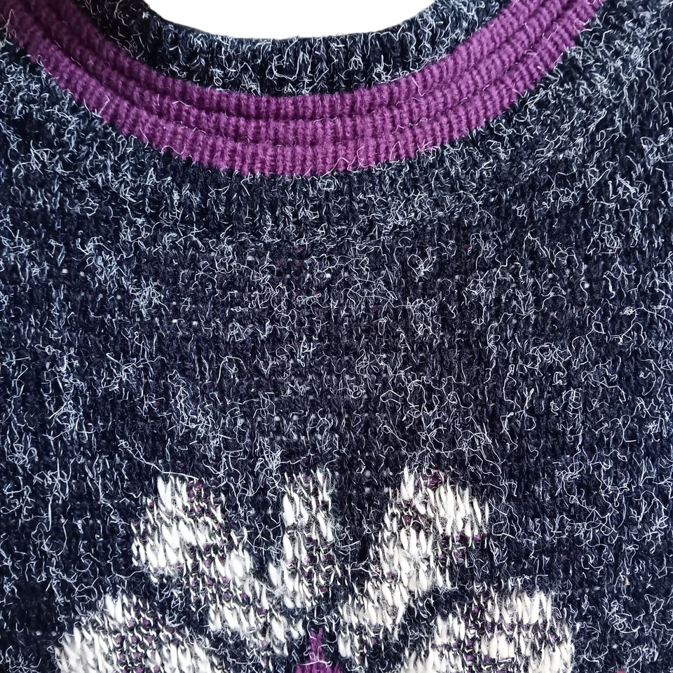 Suéter Feo Para Hombre De Colección XL 1980 Zeppelin Morado Salvaje Abstracto AOP Corea XL Foto 4 de 4