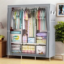 Portable Closet Wardrobe Clothes Rack Dustproof Cover Holder Storage Organizer