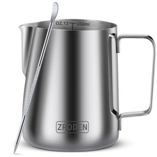 Milk Frothing Pitcher, 12oz Espresso Steaming Pitchers Stainless St...