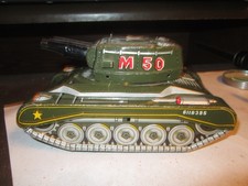 Vintage 1950's Tin Litho Friction M-50 DUAL BARREL Military Army Tank Toy